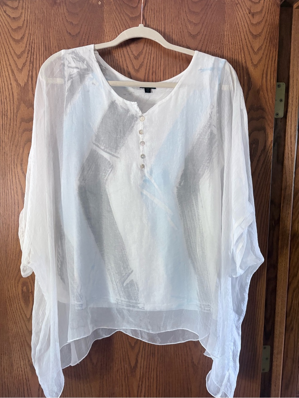 Coco + Carmen White Sheer Button Henley Tank Tunic